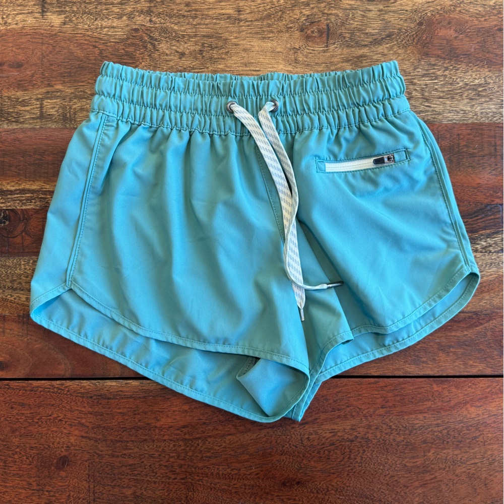 Vuori Teal Athletic Drawstring Shorts